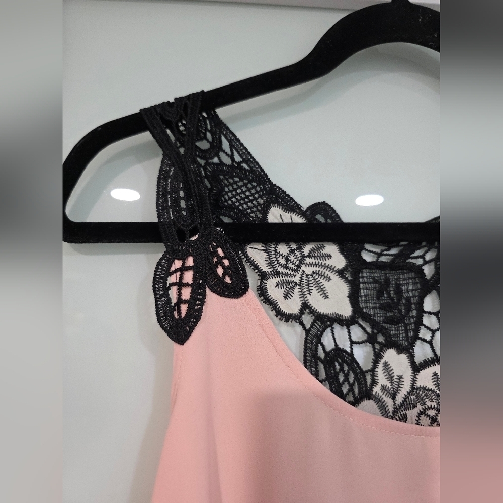 Smart Set Lace Trim Pink Top - Picture 3 of 16